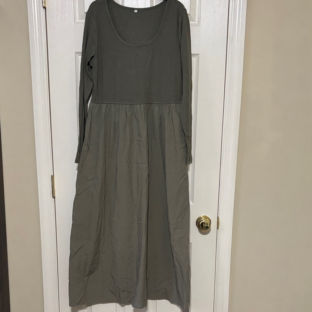 Olive maxi dress with pockets